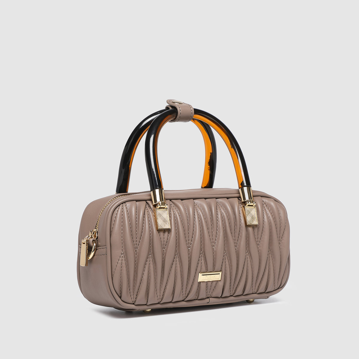 TUSHKI FIJI Women's Boston Handbag with Tortoiseshell Top Handles